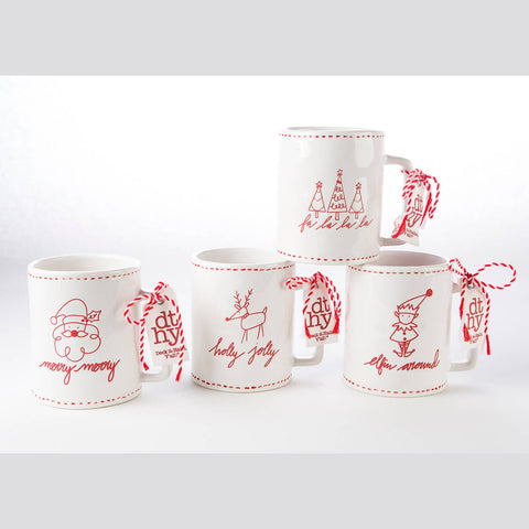 Home Decor for Christmas - Country Mugs - Set of 4