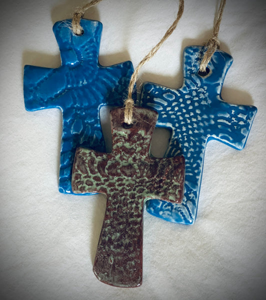 Handmade cross gift. Flared hanging crosses.