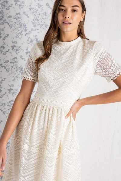 Lace dress for women off white chevron pattern.