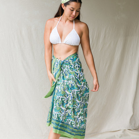 Unique sarongs. Worn by model as skirt.