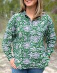 Green oversized cotton button down.