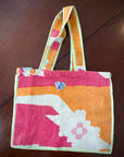 Kantha stitch bags. Pink and orange pattern.