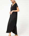 Side view of women's boutique online clothing black must have maxi