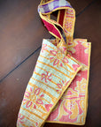 Kantha stitch bags. Reverse side of orange and pink pattern.