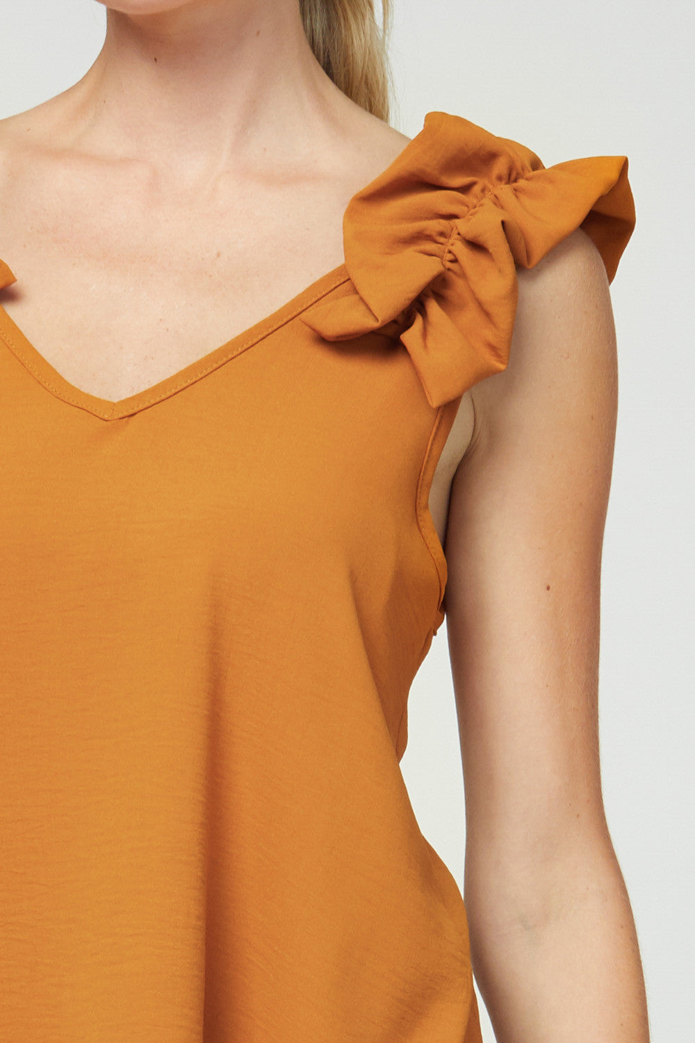 Sleeveless Ruffle Shoulder Top