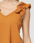 Sleeveless Ruffle Shoulder Top