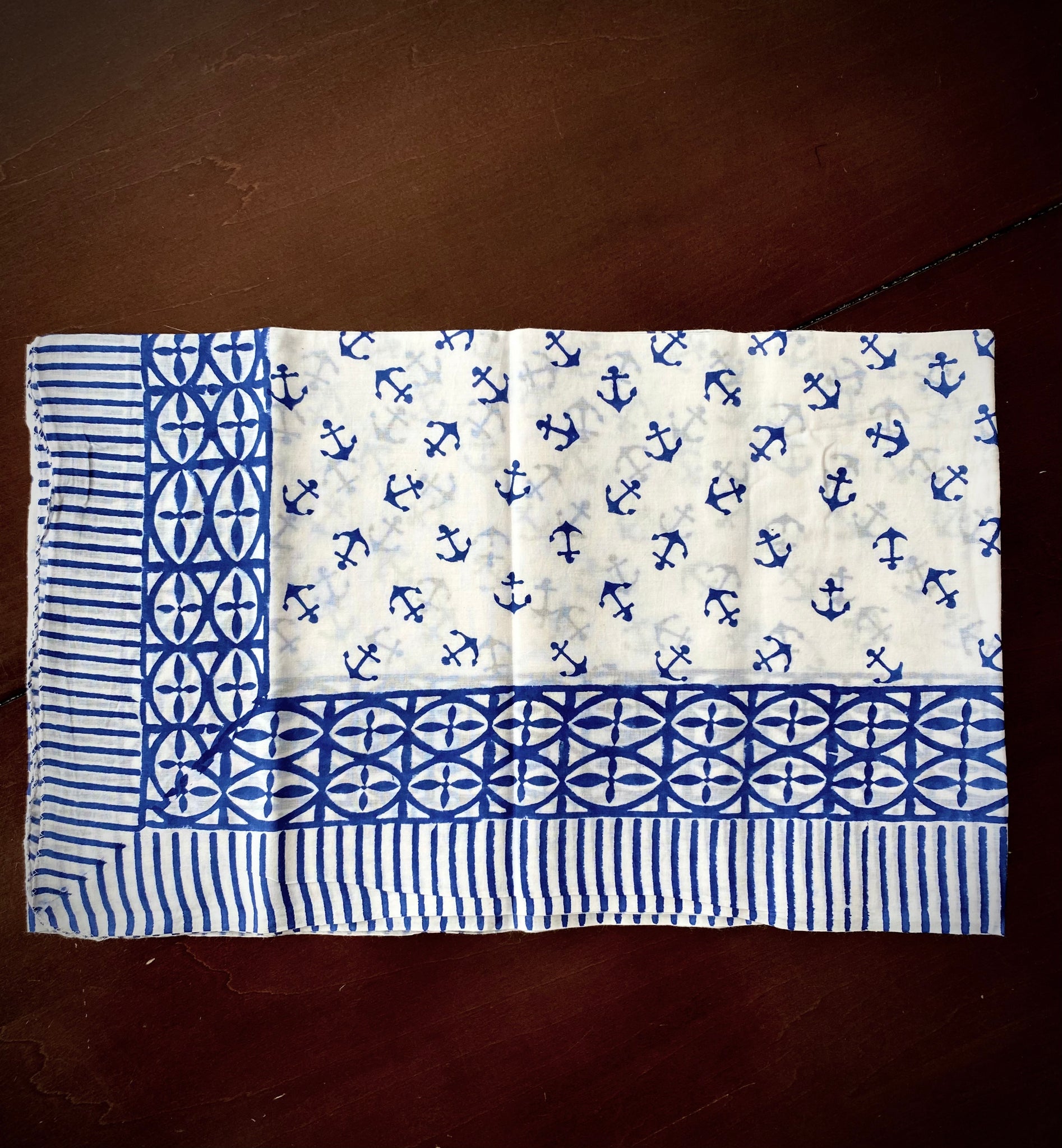 Unique sarongs. Blue and white anchor pattern.