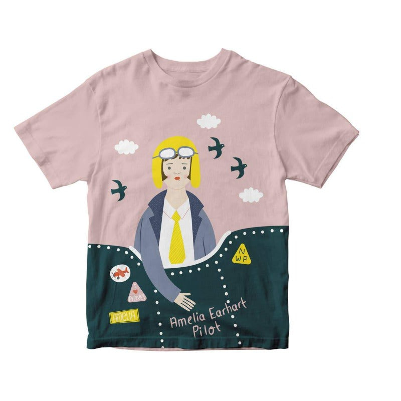 Amelia Earhart t-shirt for kids.