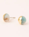 Amazonite stone studs dipped in 14k gold.