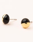 Black spinel stone stud dipped in 14k gold.