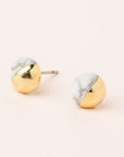 Howlite stone studs dipped in 14k gold.