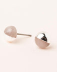 Rose quartz stone studs dipped in sterling silver.