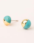 Turquoise stone studs dipped in 14k gold.