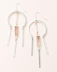 Dream catcher stone earrings in rose quartz and silver.  