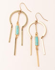 Dream catcher stone earrings in turquoise and gold.  