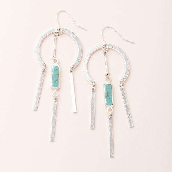 Dream catcher stone earrings in turquoise and silver.  