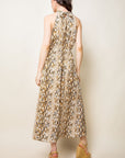 Back view of maxi animal print dress with snake print