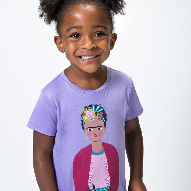 Frida Kahlo t shirt kids on girl model.