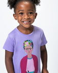 Frida Kahlo t shirt kids on girl model.