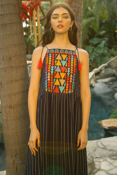 Beautiful embroidered bodice maxi dress perfect for exotic vacation and every day.