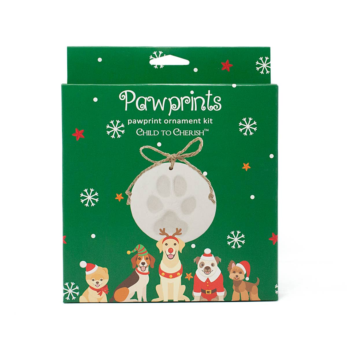 Christmas Ornament with Dog - Paw print Ornament Set.