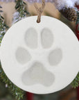 Christmas Ornament with Dog  Pawprint  impression.