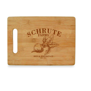 Perfect gift for The Office fans. "Schrute Farms" cutting board.