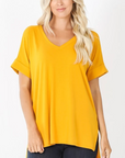 Golden mustard women's v-neck short sleeve tee