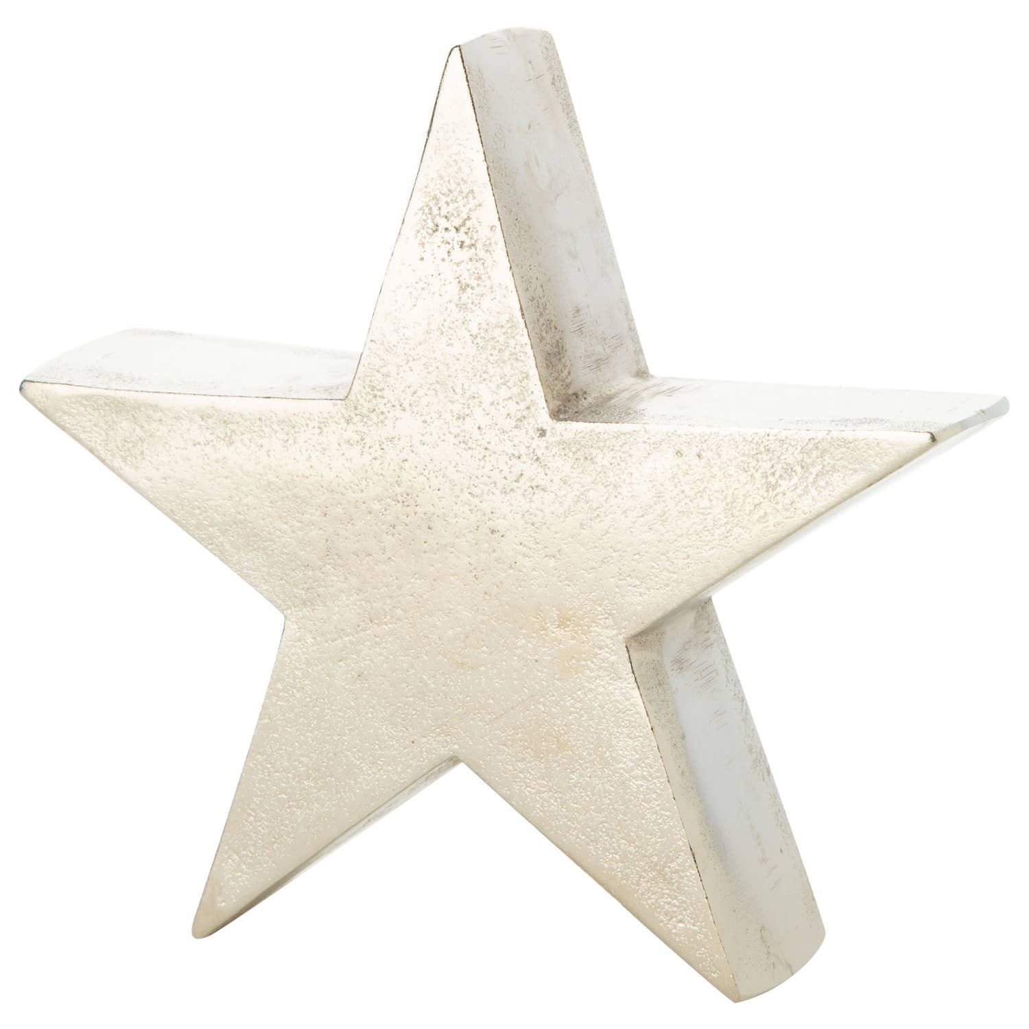 Christmas Home Decor Idea. Silver Metal Star Table Piece - 6 inch