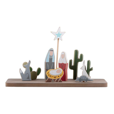 Christmas Decor for Office. Wooden Southern Nativity Stand.