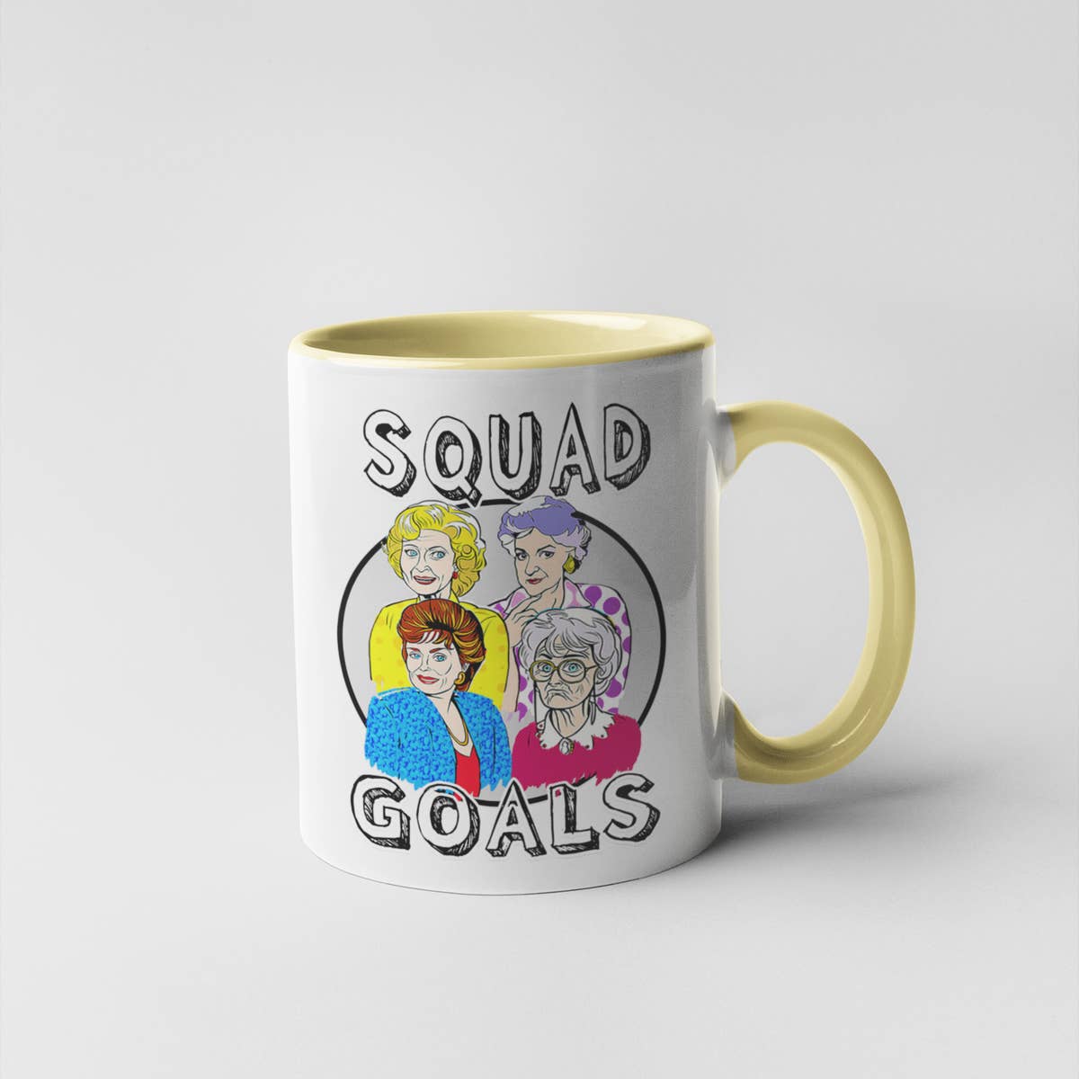 Perfect gift for your girlfriends. &quot;Squad Goals&quot; with Golden Girls character drawings.