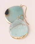 large stone earring in teardrop amazonite stone dipped in 14k gold