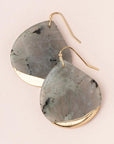 Large stone earrings in labradorite dipped in gold.