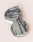 Large stone earrings in picasso jasper dipped in silver.