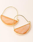 Stone hoop earrings in golden sunstone and gold.