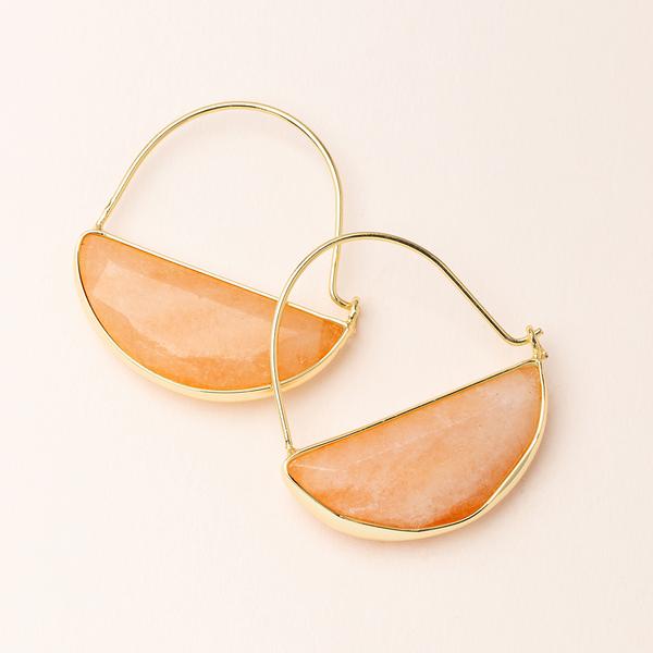Stone hoop earrings in golden sunstone and gold.