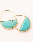 Stone hoop earrings in turquoise and gold.