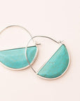 Stone hoop earrings in turquoise and silver.