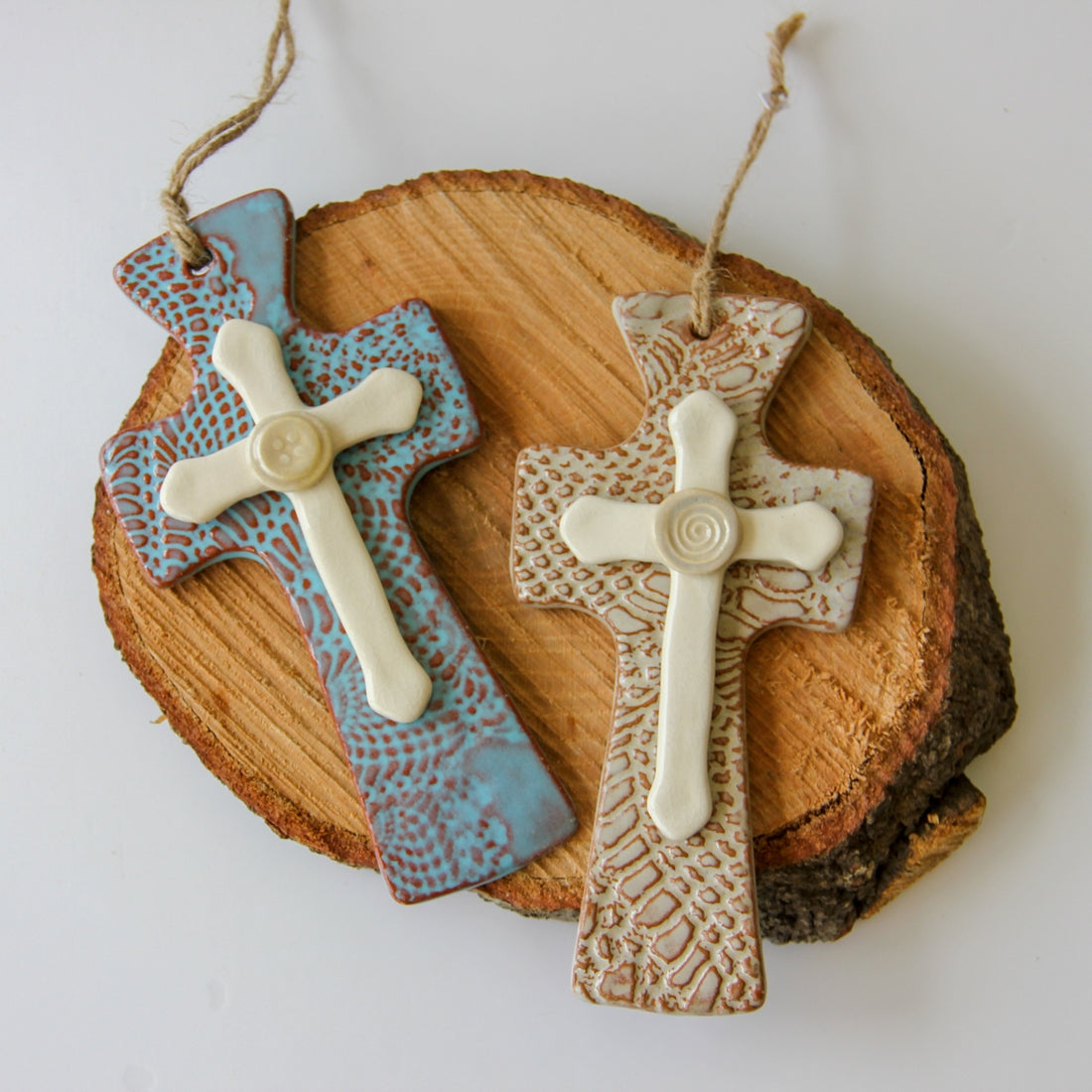 Trinity hanging cross. Handmade hanging cross gift.