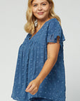 women's plus size babydoll top - blue dot