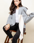 Womens bell sleeve cardigan with lapel.