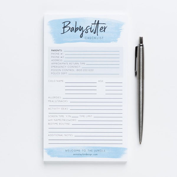 Notepad for leaving information for babysitter.