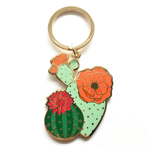 Gifts for a plant lover. Blooming cacti keychain.