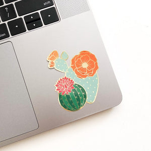 Cacti sticker shown on laptop.