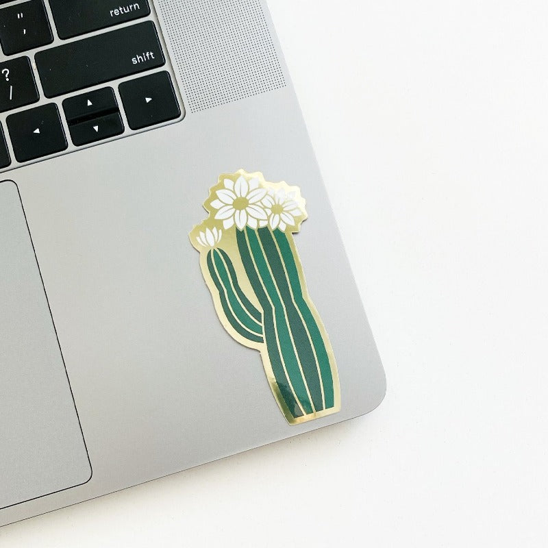 Cactus laptop sticker in Olivia Blooming Cactus.