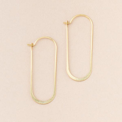 Unique lightweight hoop earrings in gold oval shape.