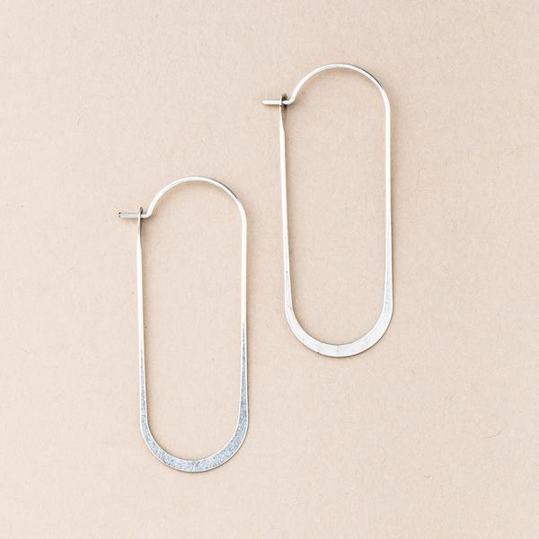 Unique lightweight hoop earrings in silver oval shape.