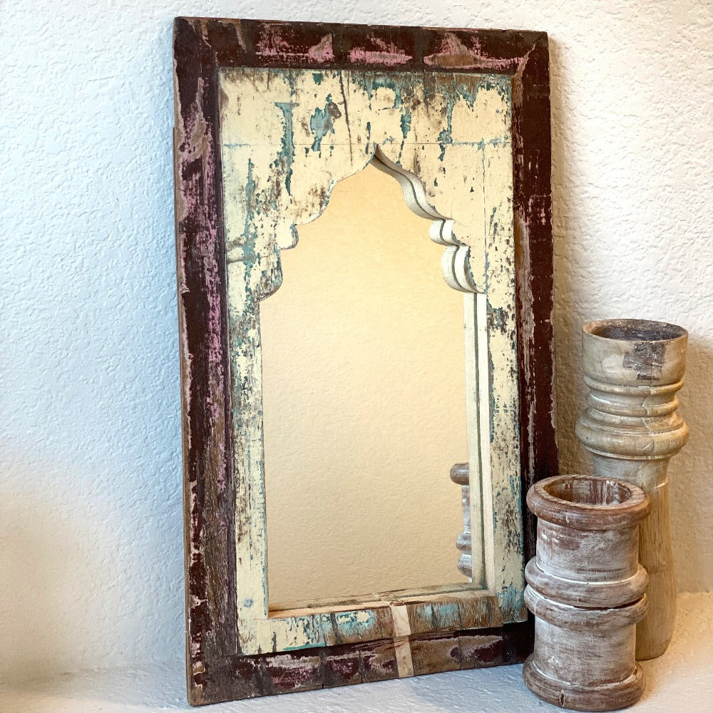 Two toned decorative wooden mirror.