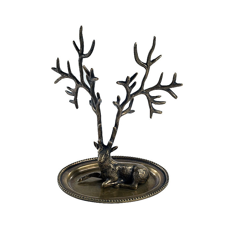 Deer decor for home. Brass stag jewelry holder.