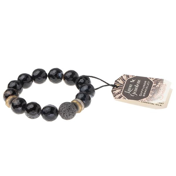 Essential oils diffuser bracelet in black agate.